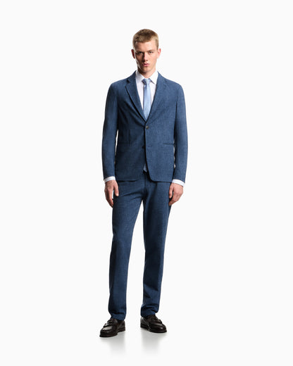 Emporio Armani Printed seersucker fabric trousers