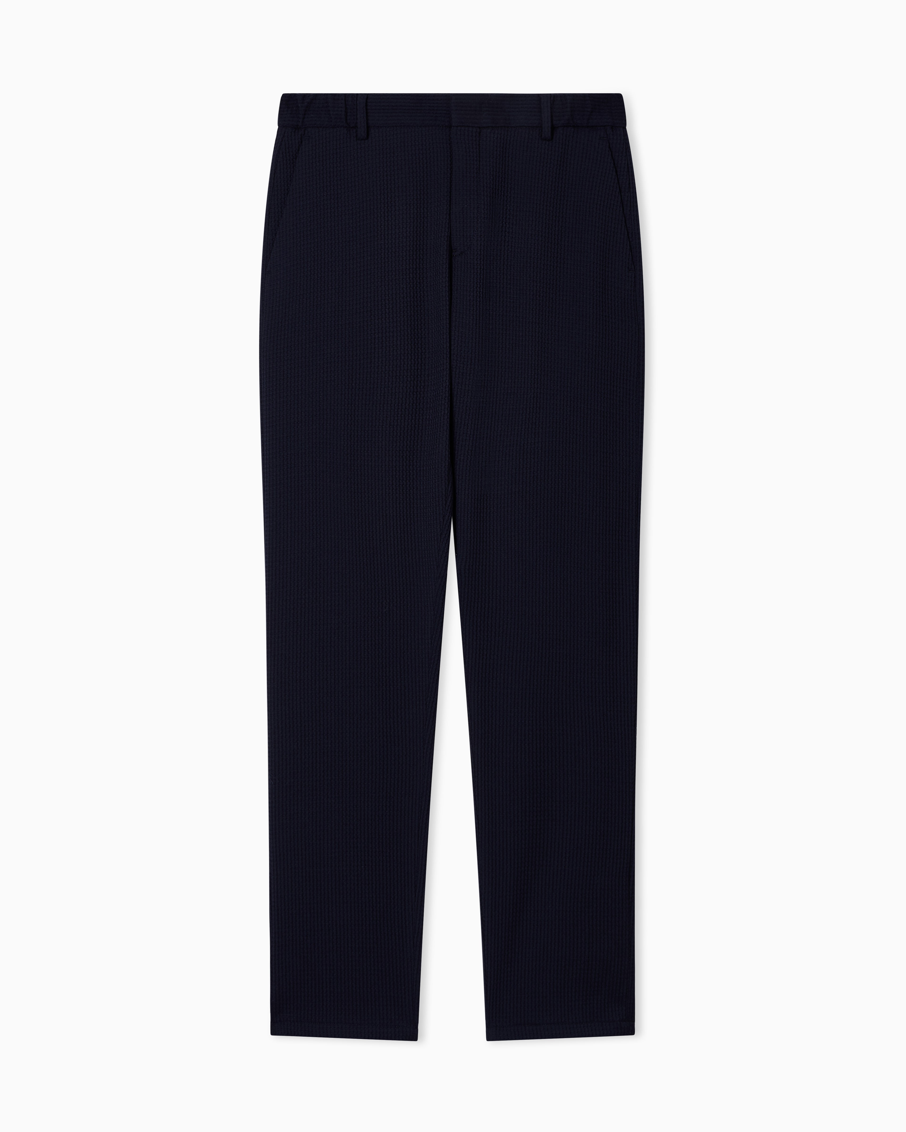 Emporio Armani 3D waffle-effect wool-jersey trousers