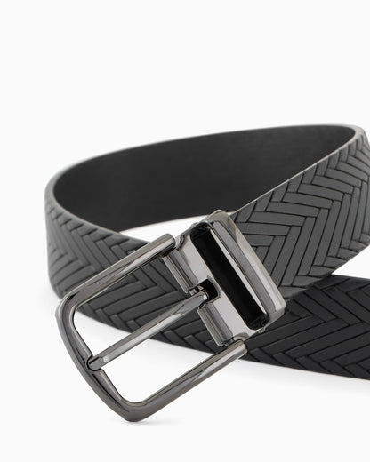Emporio Armani Leather belt with braided print