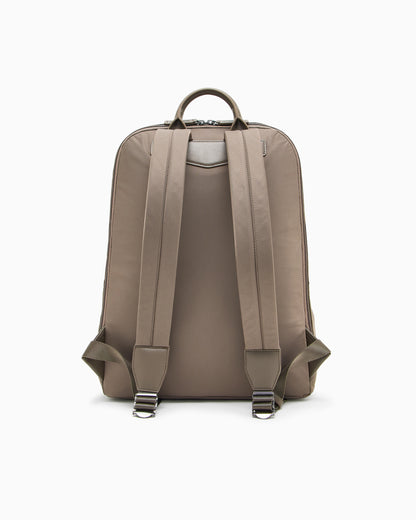 Emporio Armani Recycled nylon backpack with zip and leather details