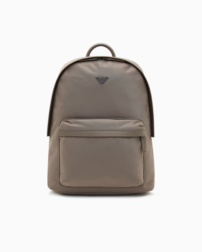 Emporio Armani Recycled nylon backpack with zip and leather details