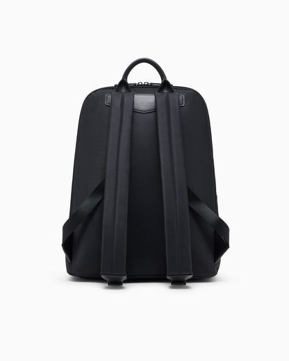 Emporio Armani Recycled nylon backpack with zip and leather details