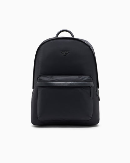 Emporio Armani Recycled nylon backpack with zip and leather details
