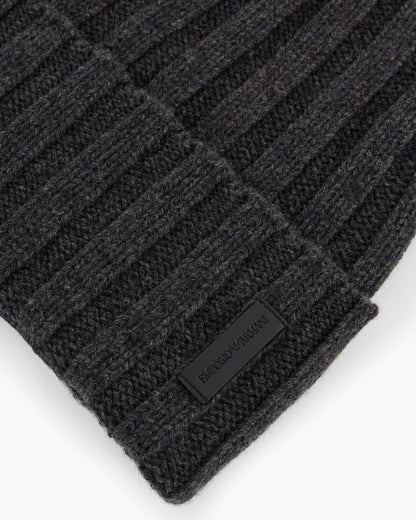 Emporio Armani Pure cashmere, ribbed beanie