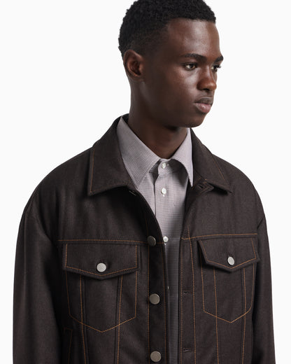 Emporio Armani Denim-effect virgin wool flannel blouson
