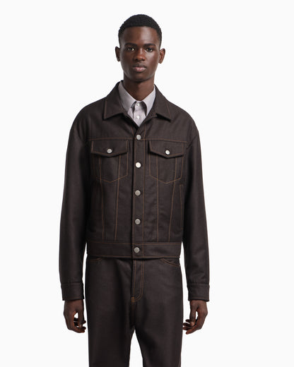 Emporio Armani Denim-effect virgin wool flannel blouson