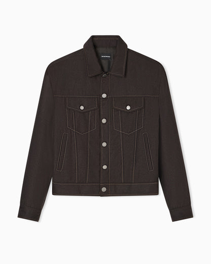 Emporio Armani Denim-effect virgin wool flannel blouson