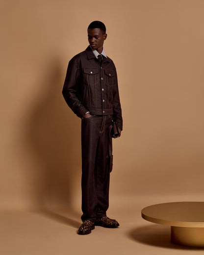 Emporio Armani Denim-effect virgin wool flannel blouson