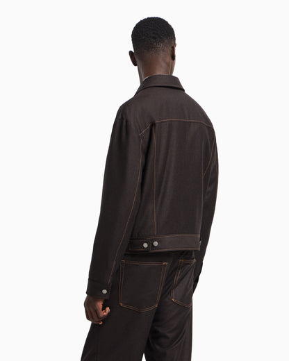 Emporio Armani Denim-effect virgin wool flannel blouson