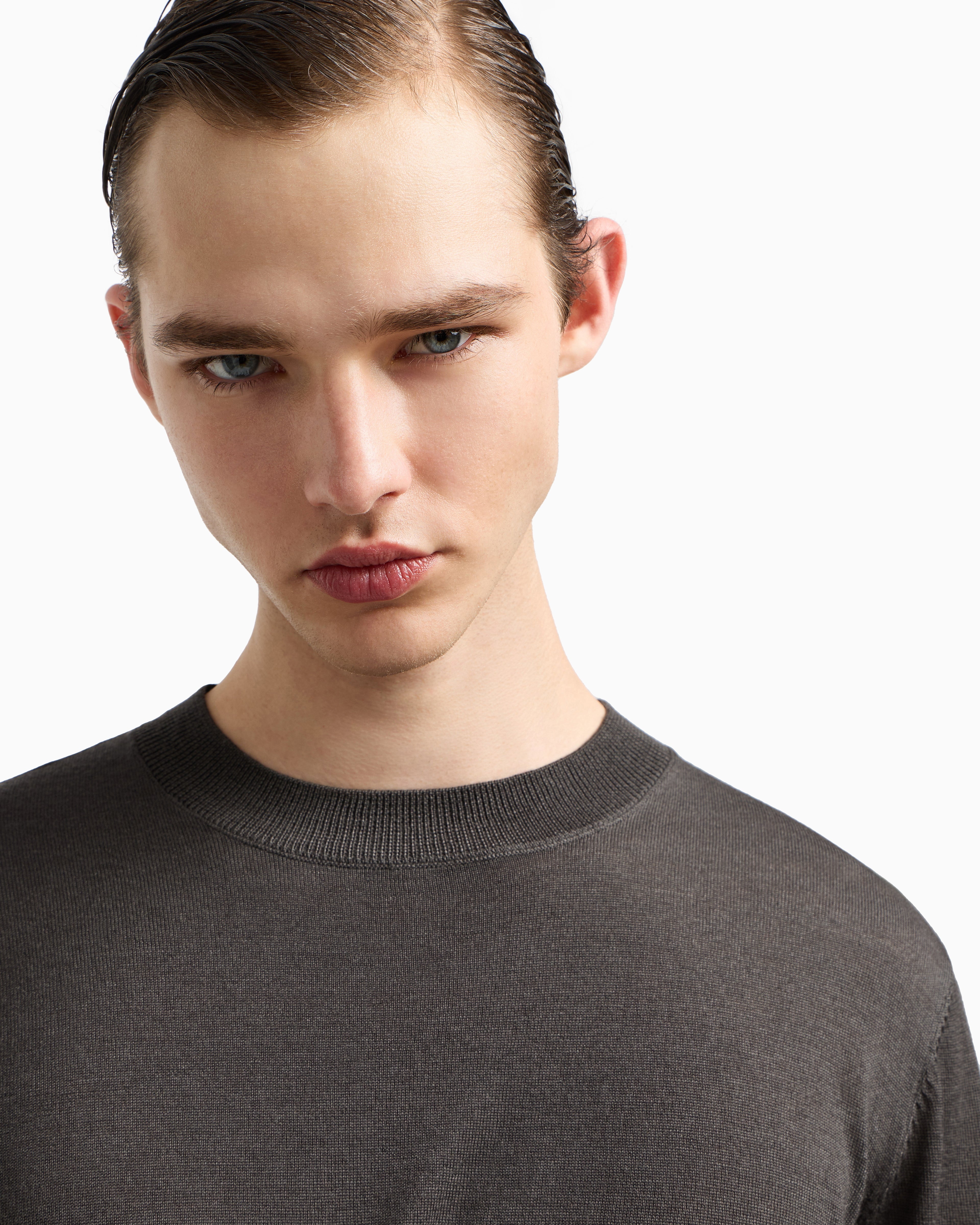 Emporio Armani Travel Essentials plain-knit virgin-wool jumper