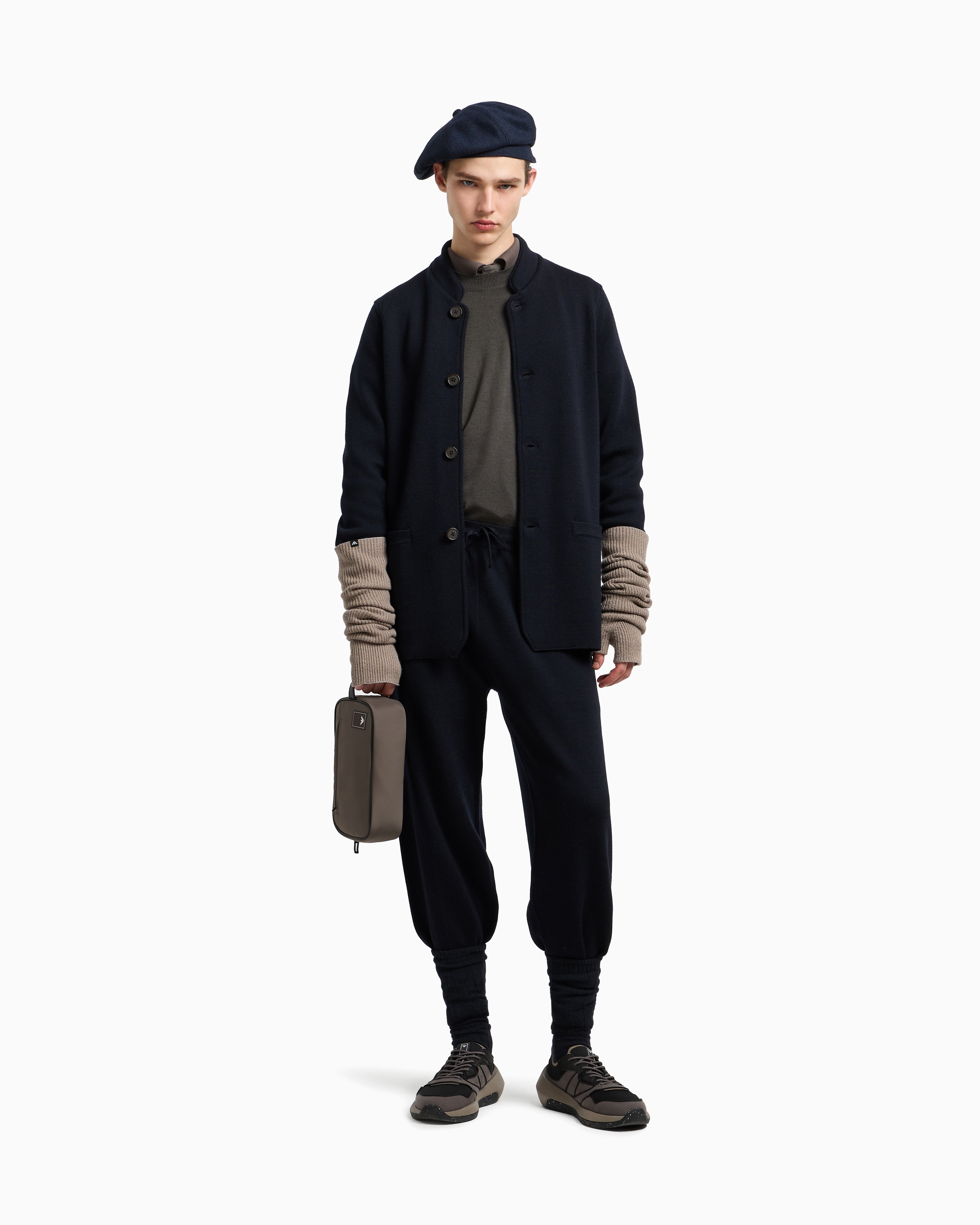 Emporio Armani Travel Essentials plain-knit virgin-wool jumper