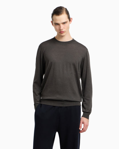 Emporio Armani Travel Essentials plain-knit virgin-wool jumper