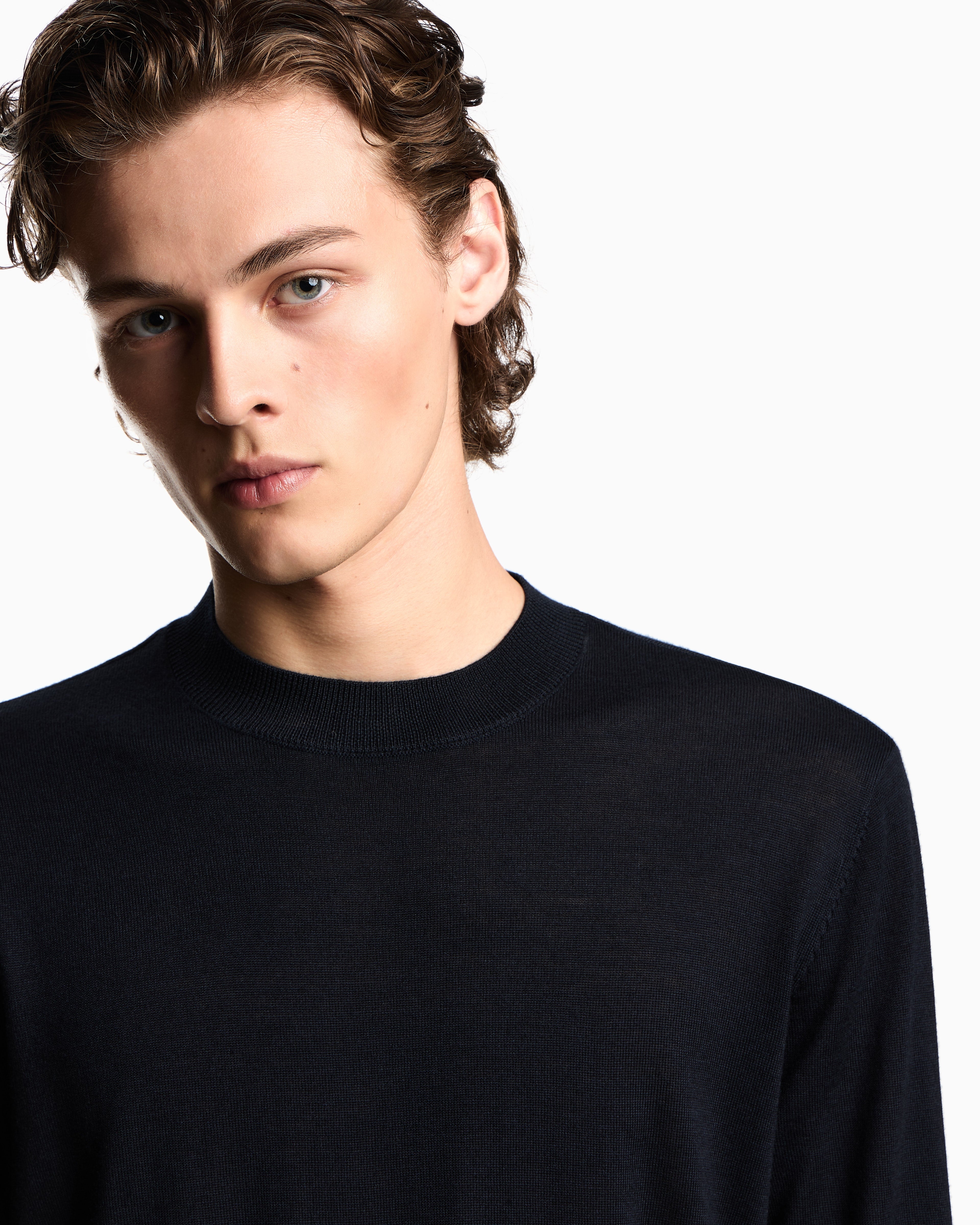 Emporio Armani Travel Essentials plain-knit virgin-wool jumper