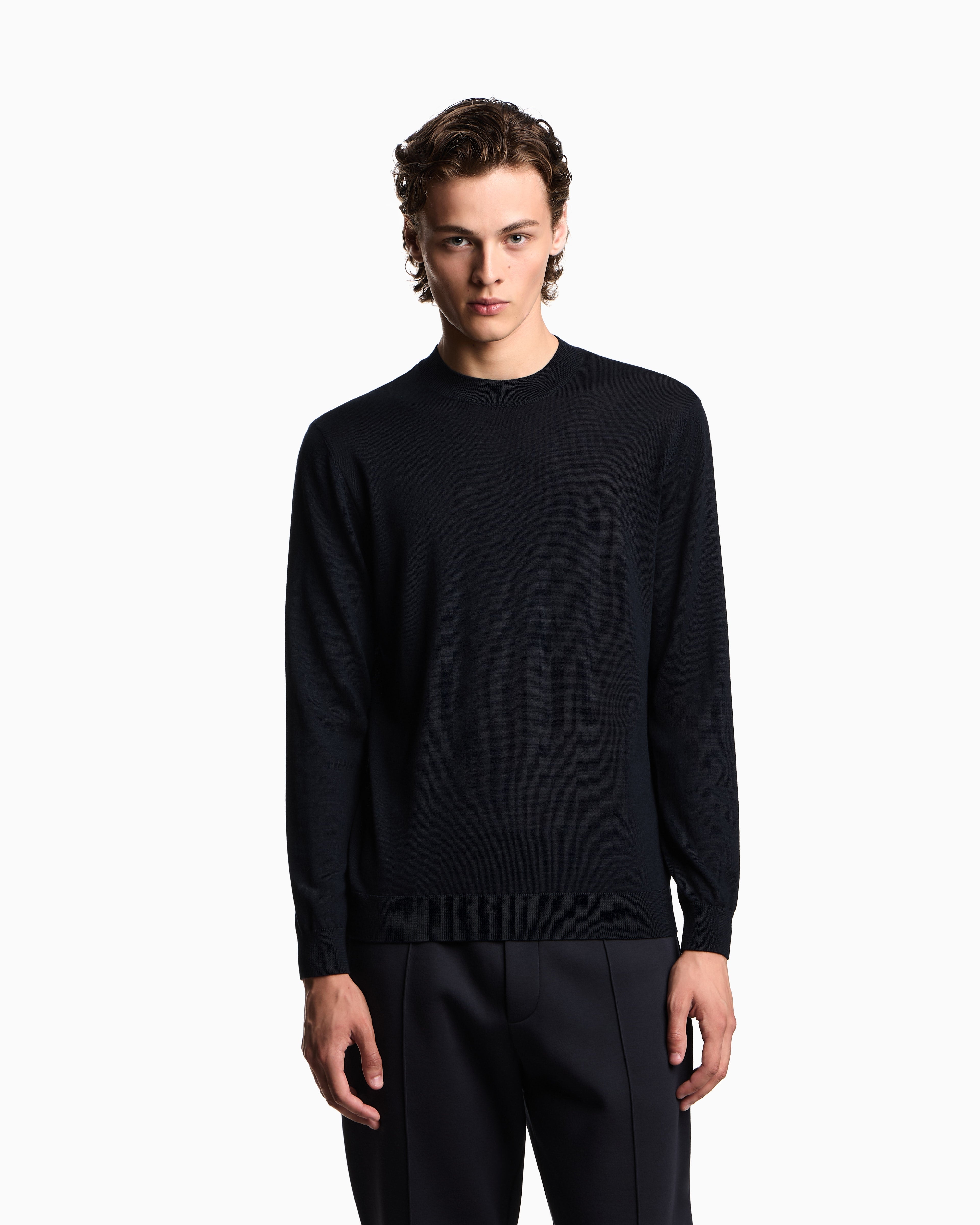 Emporio Armani Travel Essentials plain-knit virgin-wool jumper