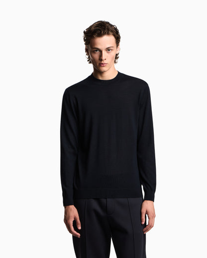 Emporio Armani Travel Essentials plain-knit virgin-wool jumper
