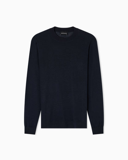 Emporio Armani Travel Essentials plain-knit virgin-wool jumper