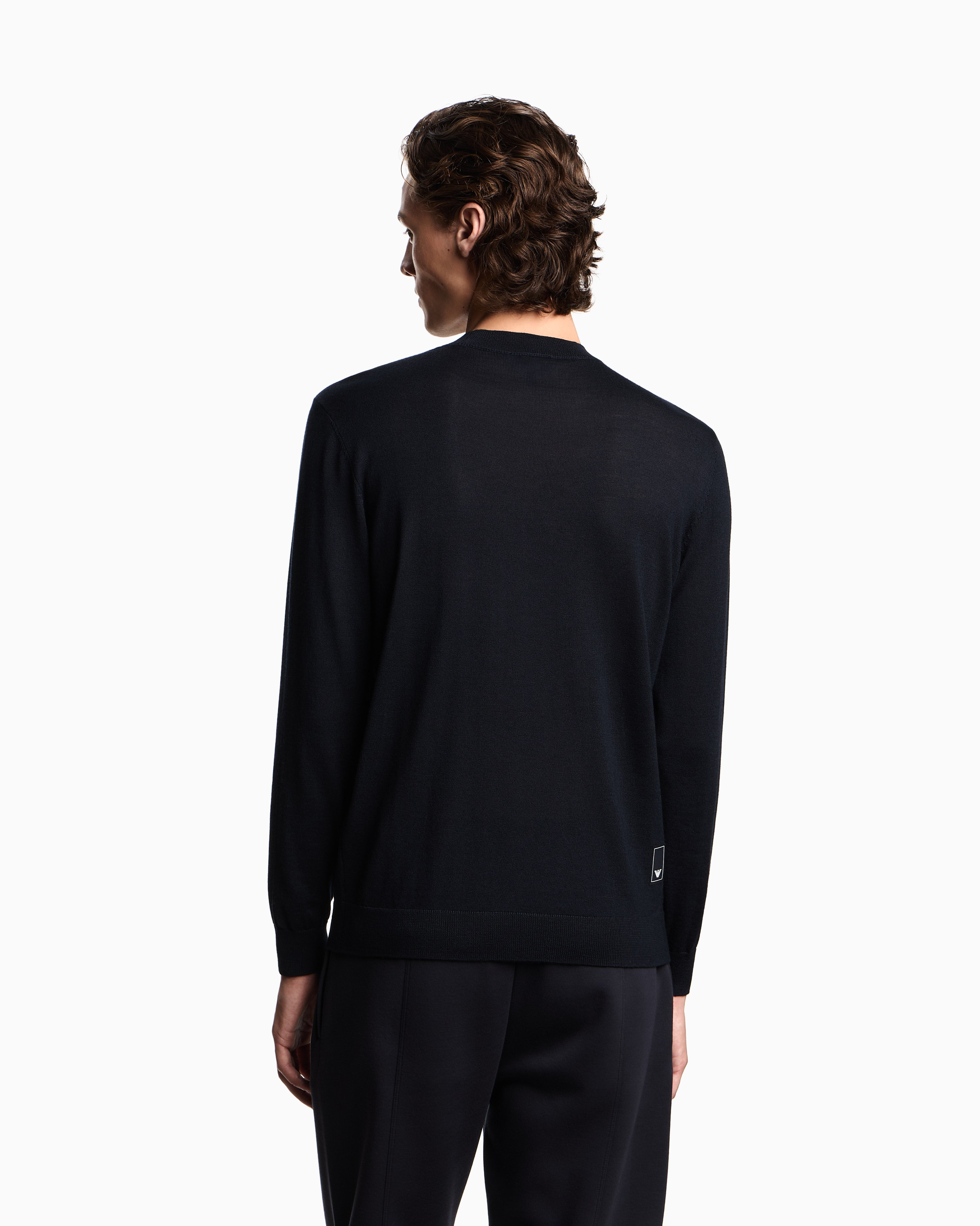 Emporio Armani Travel Essentials plain-knit virgin-wool jumper