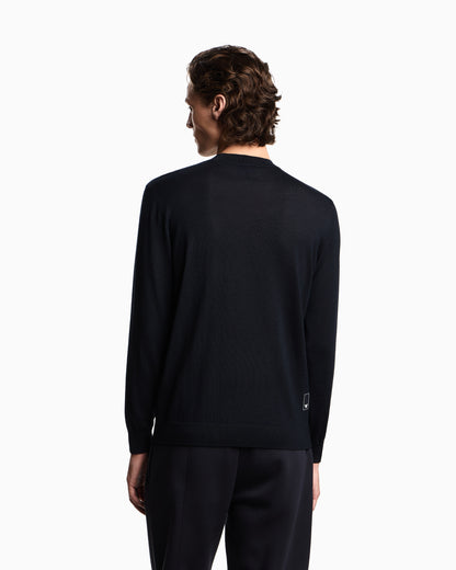 Emporio Armani Travel Essentials plain-knit virgin-wool jumper