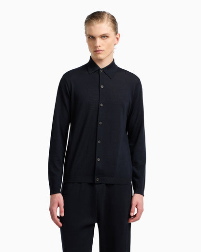 Emporio Armani Travel Essentials plain-knit virgin-wool cardigan