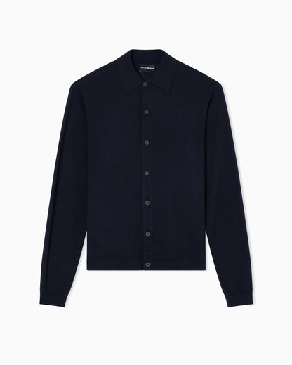 Emporio Armani Travel Essentials plain-knit virgin-wool cardigan