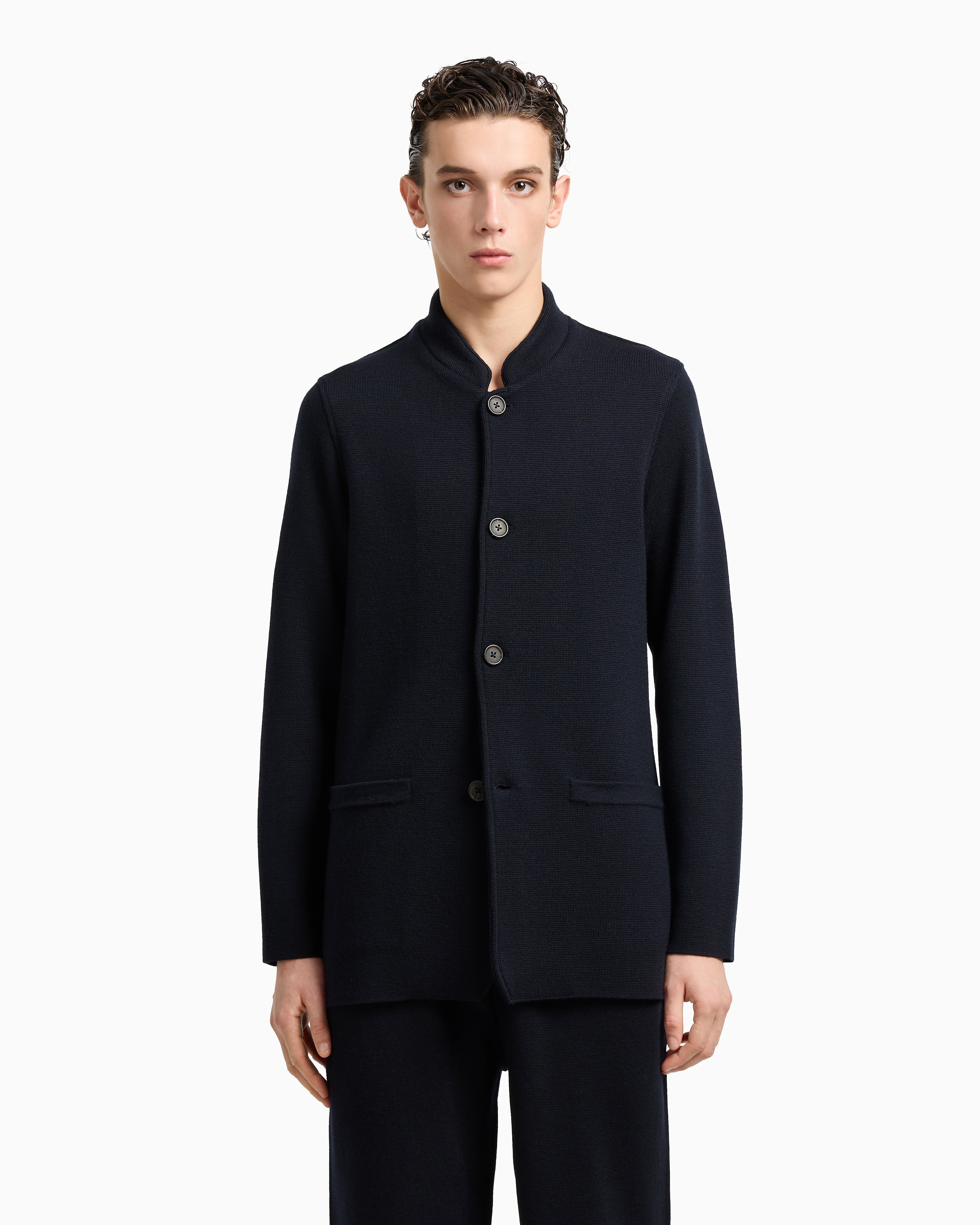 Emporio Armani Travel Essentials Milano-stitch fabric blazer