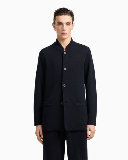 Emporio Armani Travel Essentials Milano-stitch fabric blazer