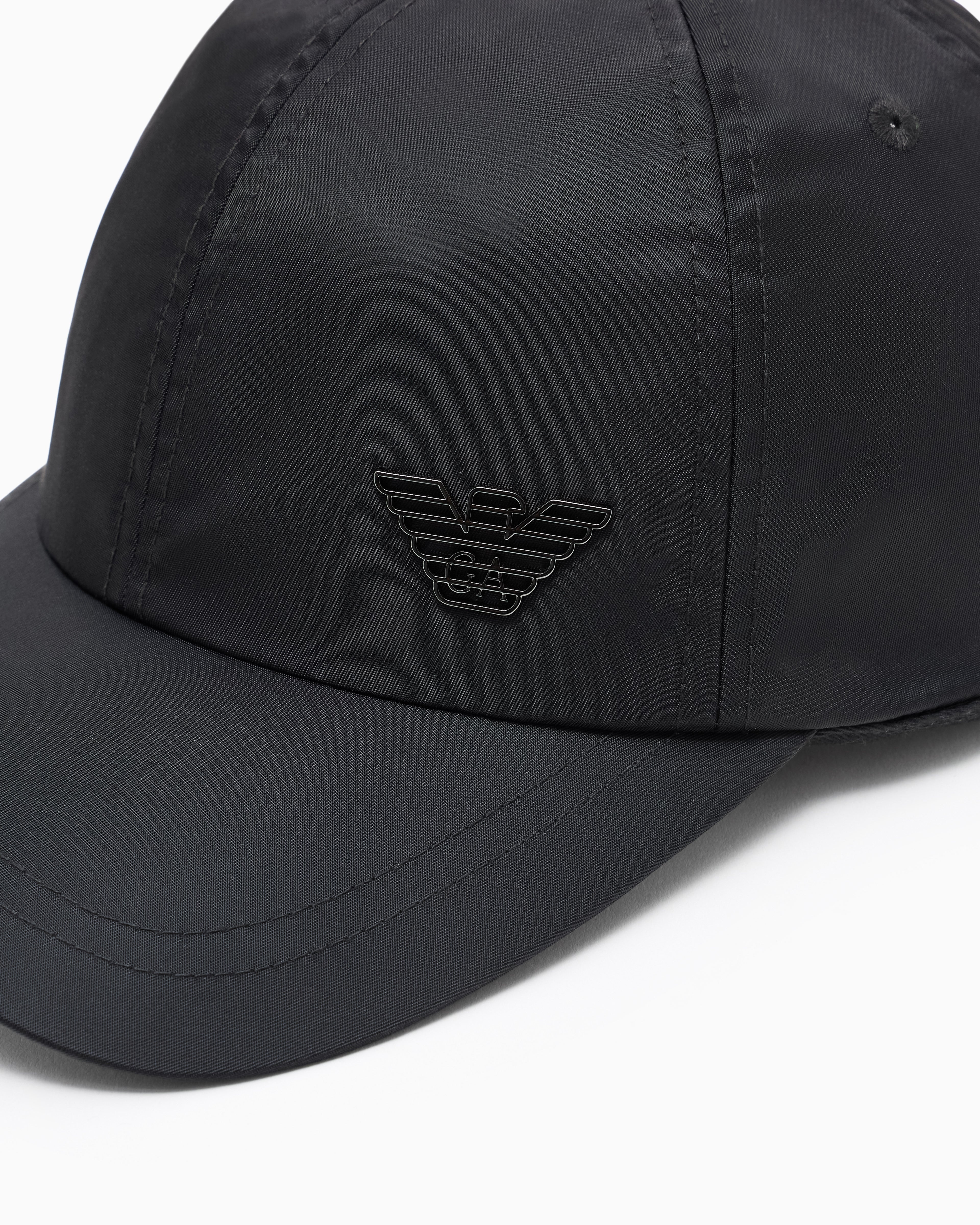 Emporio Armani Nylon cap with a metal logo plate and an adjustable back