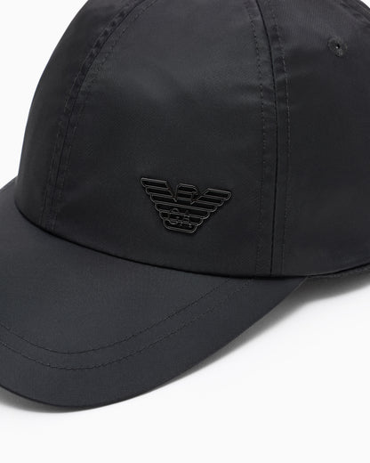 Emporio Armani Nylon cap with a metal logo plate and an adjustable back