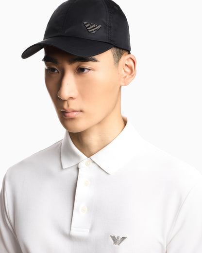 Emporio Armani Nylon cap with a metal logo plate and an adjustable back
