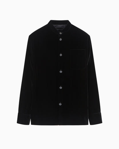 Emporio Armani Icon smooth velvet shirt jacket with guru collar