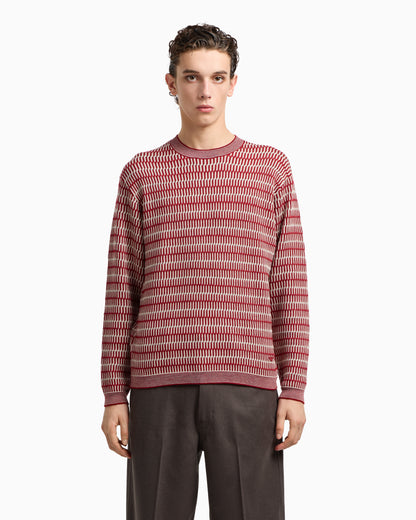 Emporio Armani Two-tone embroidery-stitched jacquard virgin wool jumper