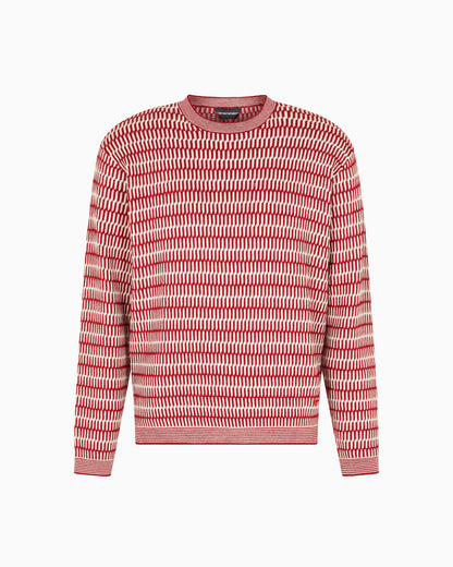 Emporio Armani Two-tone embroidery-stitched jacquard virgin wool jumper