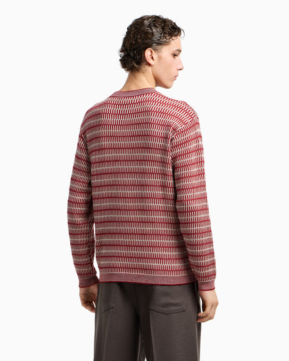 Emporio Armani Two-tone embroidery-stitched jacquard virgin wool jumper