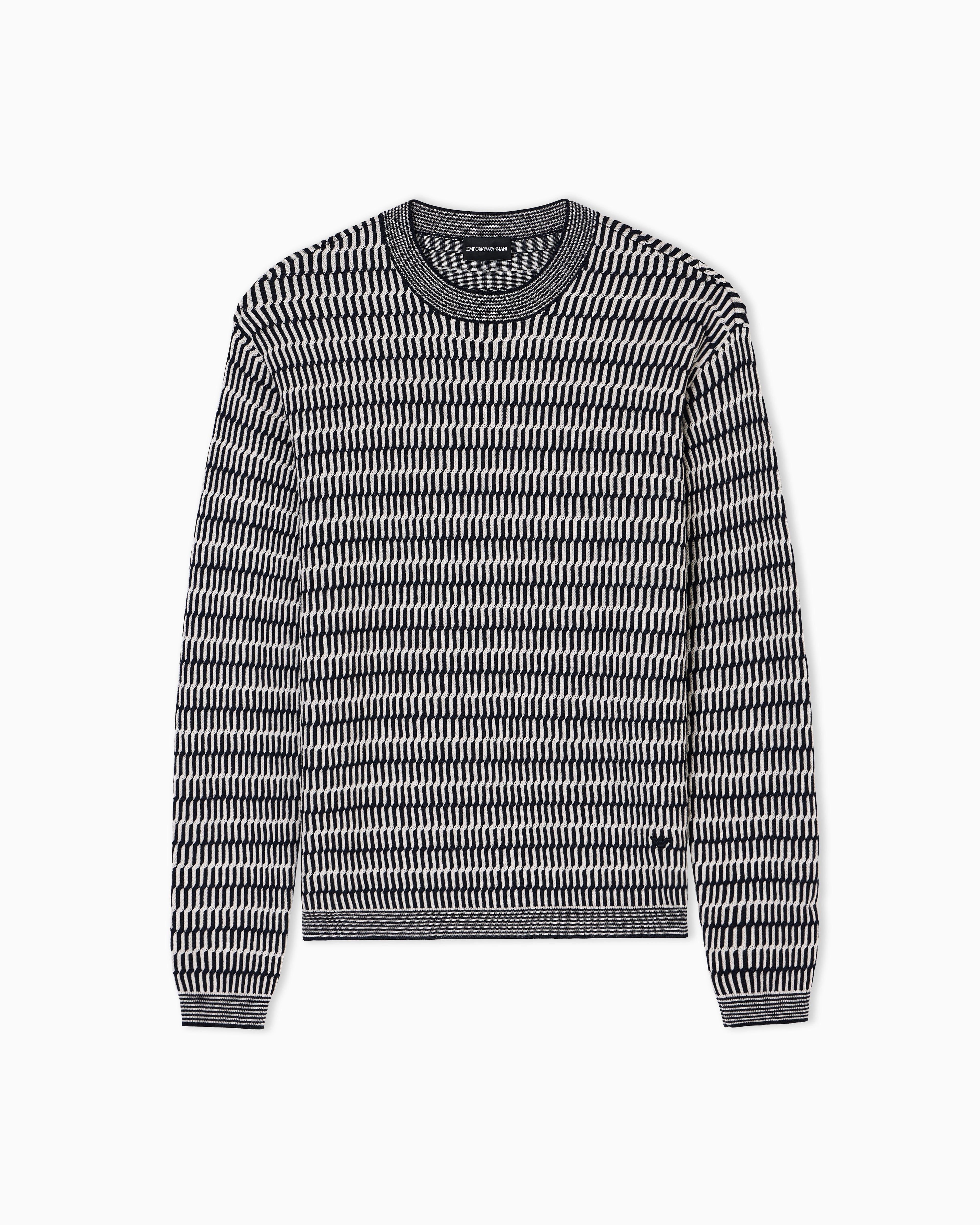 Emporio Armani Two-tone embroidery-stitched jacquard virgin wool jumper
