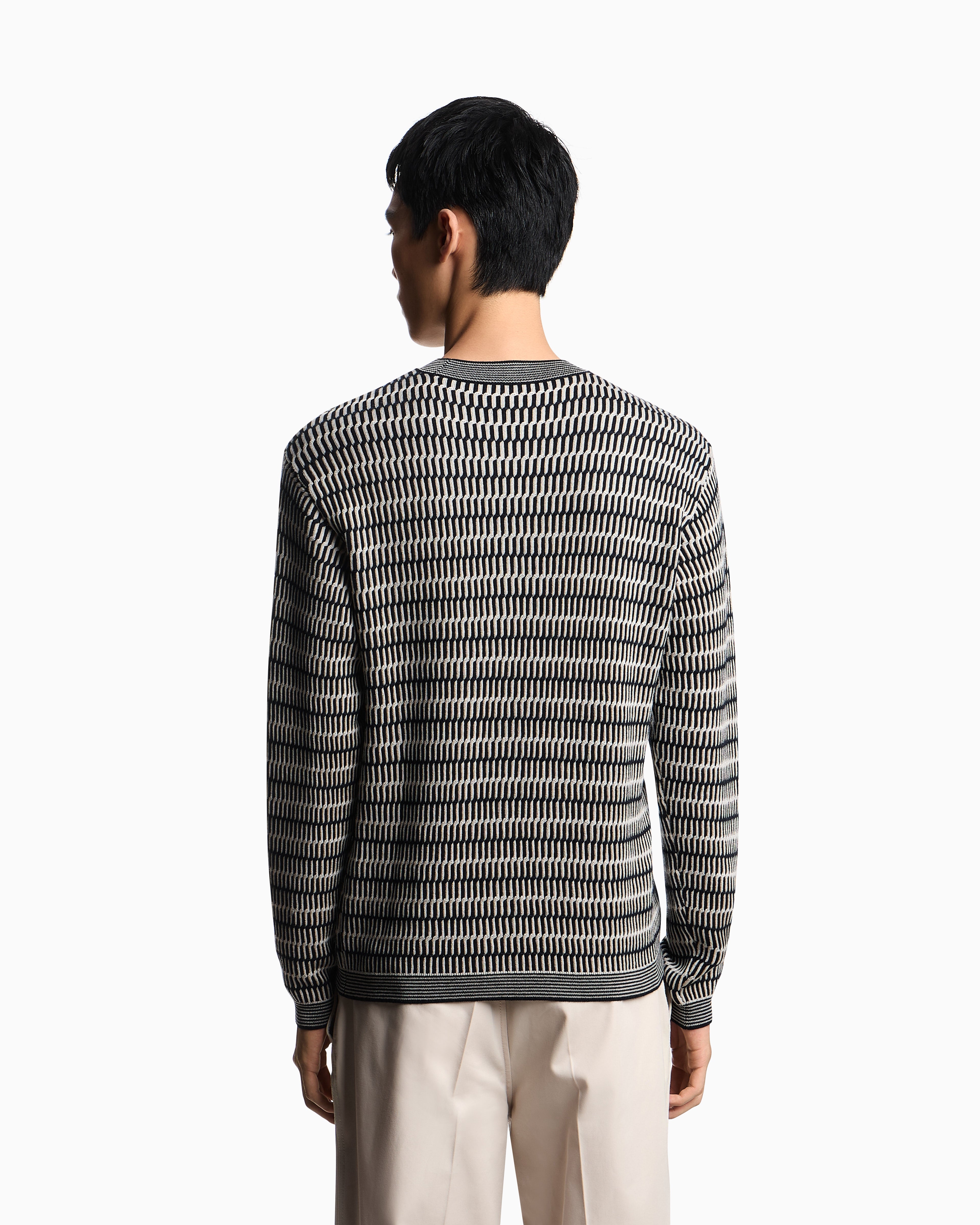 Emporio Armani Two-tone embroidery-stitched jacquard virgin wool jumper