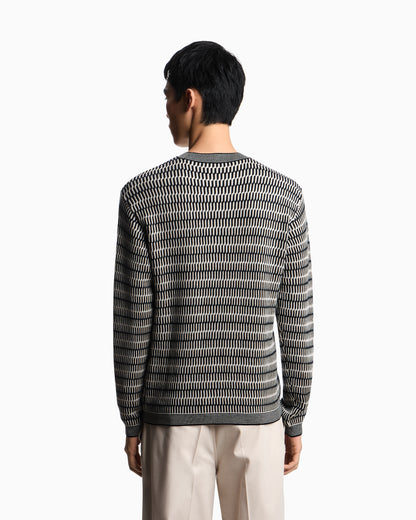 Emporio Armani Two-tone embroidery-stitched jacquard virgin wool jumper