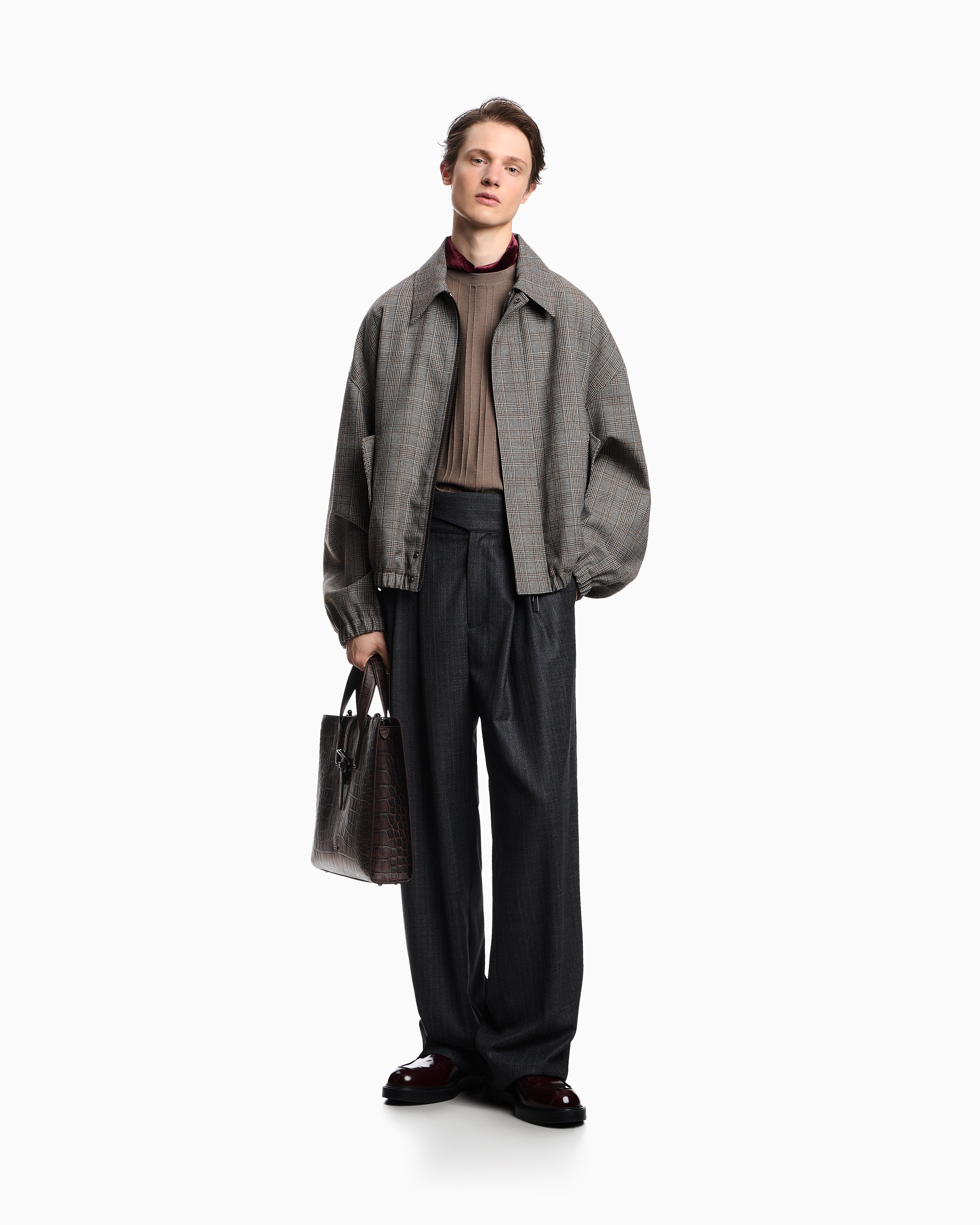 Emporio Armani Virgin wool jumper with embossed jacquard pattern