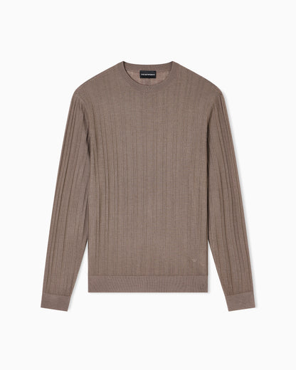 Emporio Armani Virgin wool jumper with embossed jacquard pattern