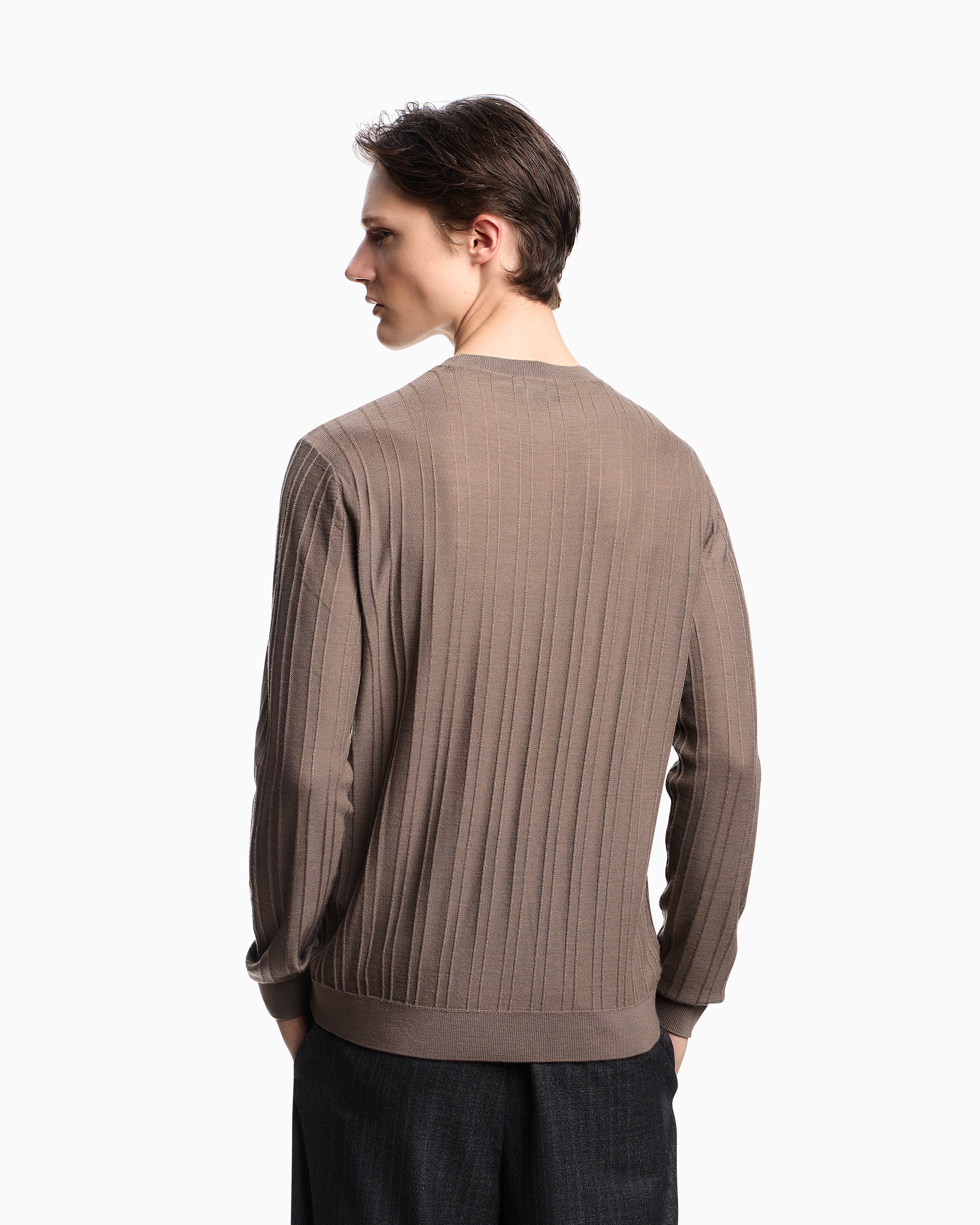 Emporio Armani Virgin wool jumper with embossed jacquard pattern