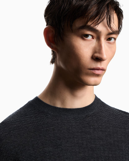 Emporio Armani Virgin wool jumper with embossed jacquard pattern