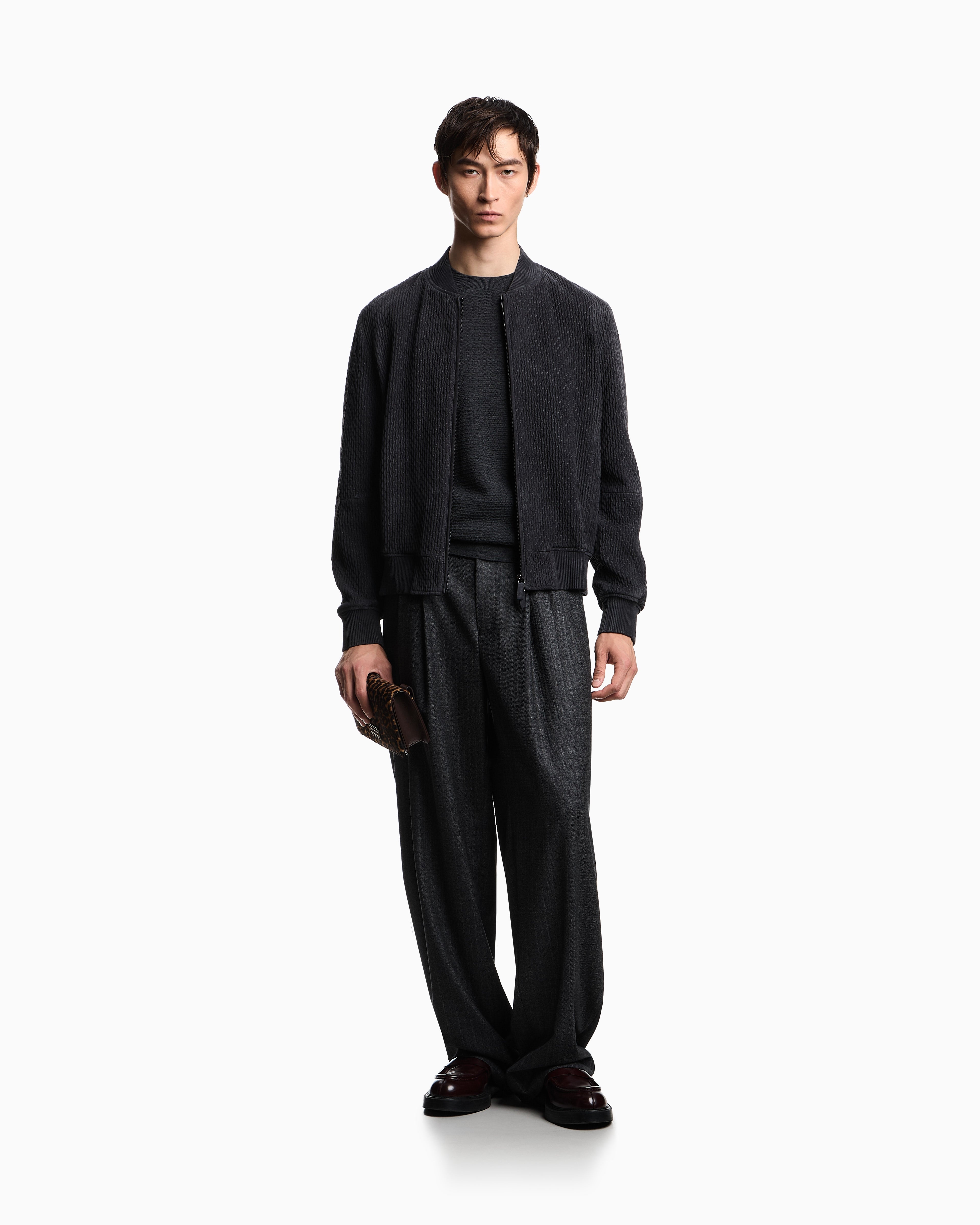 Emporio Armani Virgin wool jumper with embossed jacquard pattern