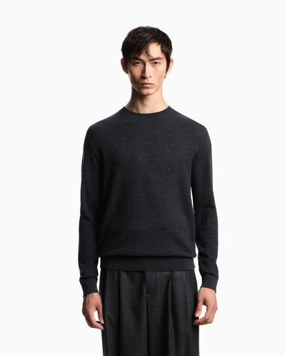 Emporio Armani Virgin wool jumper with embossed jacquard pattern