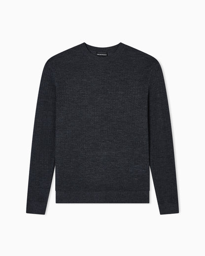 Emporio Armani Virgin wool jumper with embossed jacquard pattern