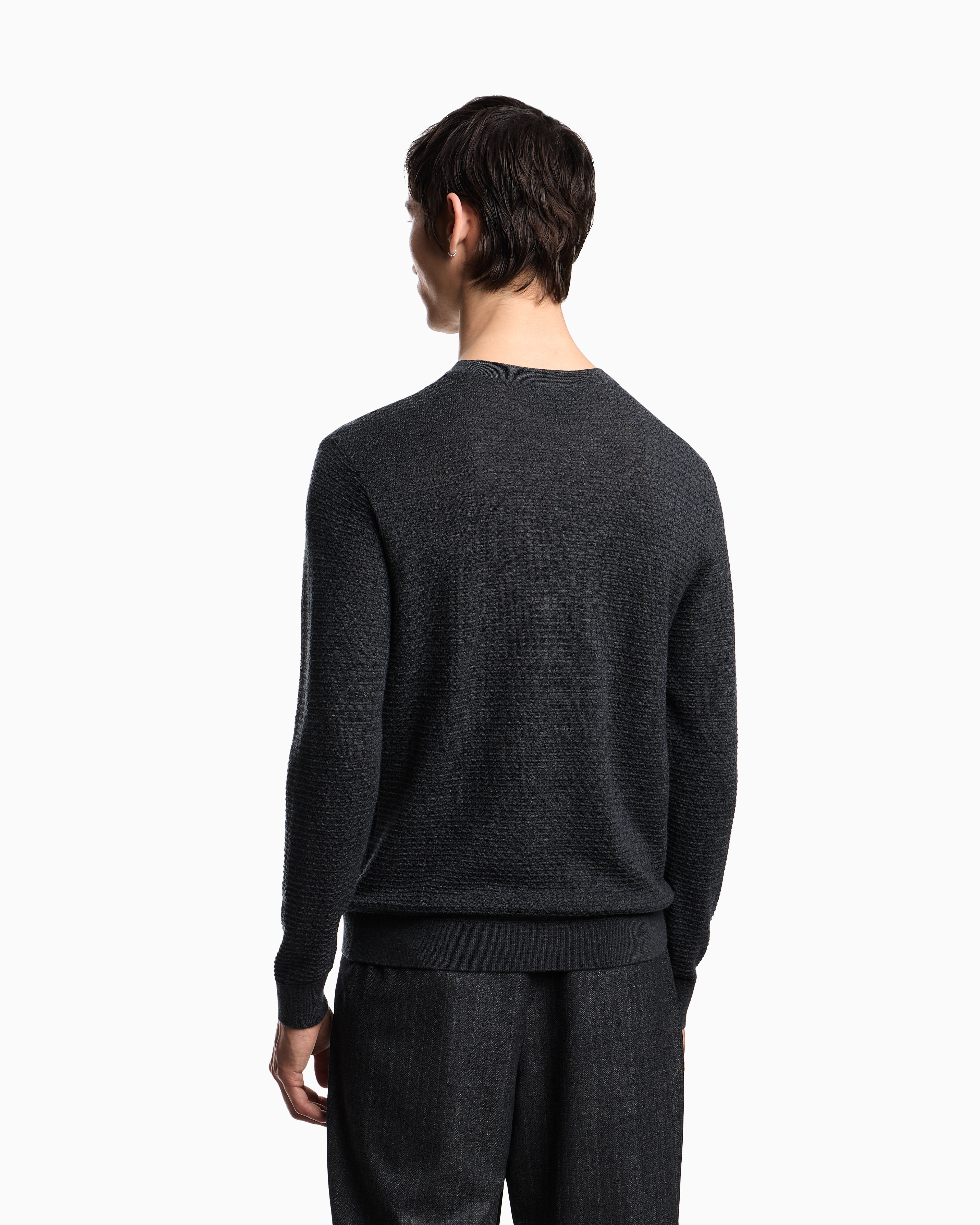 Emporio Armani Virgin wool jumper with embossed jacquard pattern