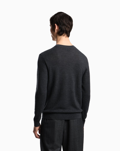 Emporio Armani Virgin wool jumper with embossed jacquard pattern