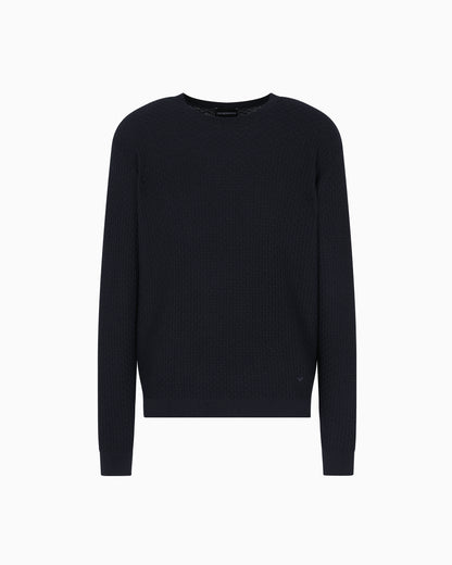 Emporio Armani Virgin wool jumper with embossed jacquard pattern