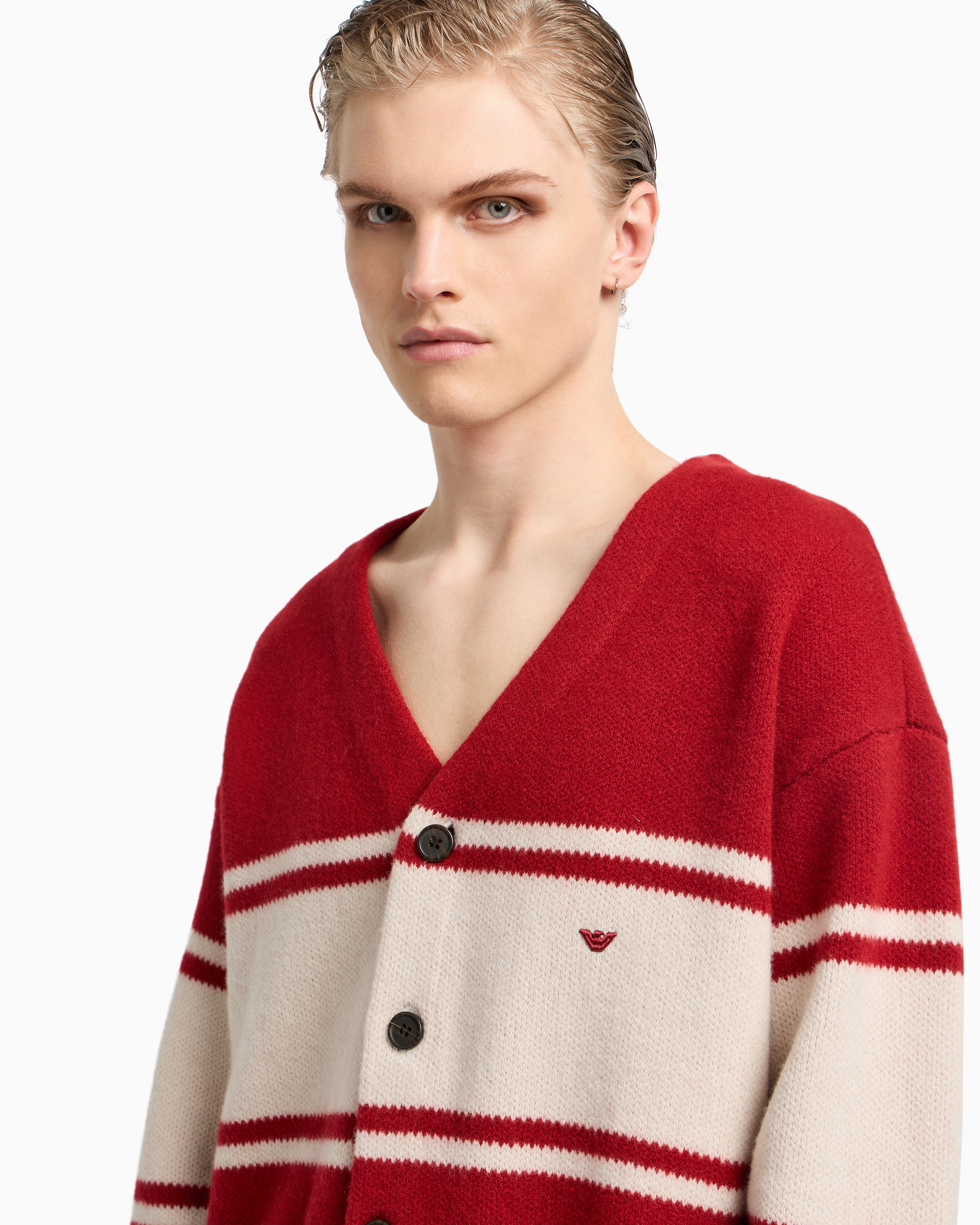 Emporio Armani V-neck cardigan made of plush-knit virgin wool
