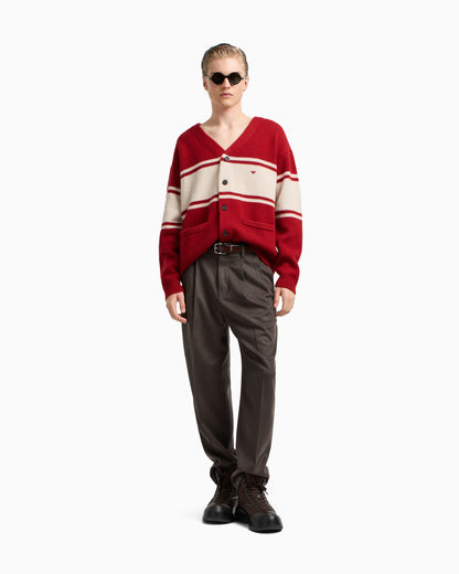 Emporio Armani V-neck cardigan made of plush-knit virgin wool