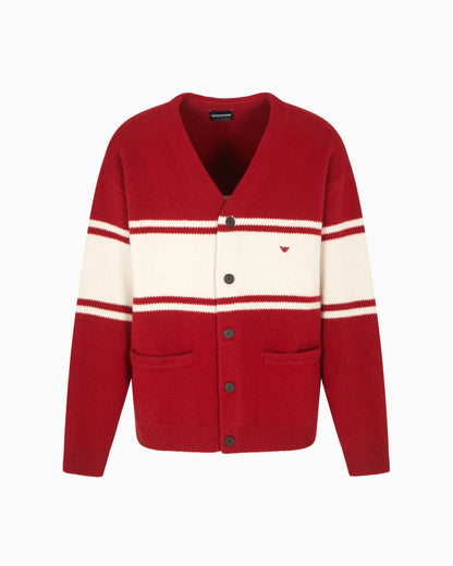 Emporio Armani V-neck cardigan made of plush-knit virgin wool