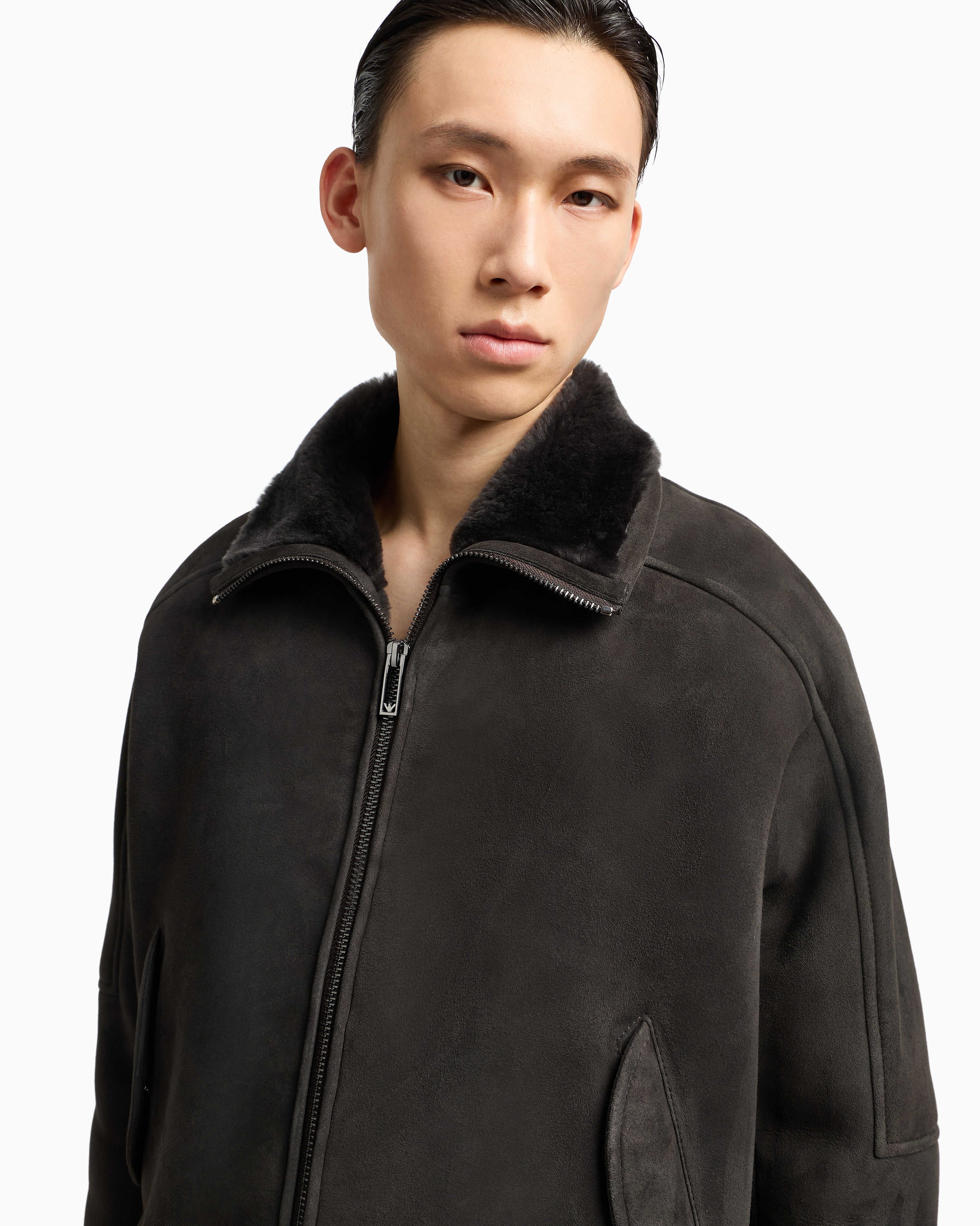Emporio Armani ASV loose-fit lamb suede shearling blouson